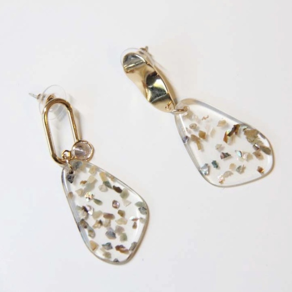 Transparent Sparkle Geometric Drop Earrings - Picture 2 of 4